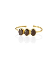Kadir Jewellery 22 Ayar Altın Kaplama Zirkon Taşlı Ayarlanabilir Trend Bilezik (Kahverengi)