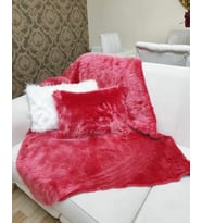 YILMAZHOME Peluş Koltuk Şalı ( 90x150 Ölçü) (Kırmızı)