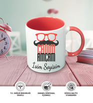 Amca Temalı Kişiye Özel İsim ve Fotoğraf Baskılı Kupa Bardak No:001 (Pembe)