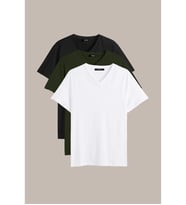 METALIC Erkek Çok Renkli T- Shirt Regular Fit Rahat Kesim V Yaka 3'lü Basic Tişört Paketi (Haki)