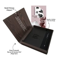 Kişiye Özel Kitap Ajanda Kalem Seti (Kitap Formunda Ahşap Kutulu) (Model 7)