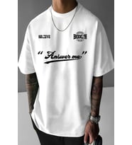 Answer Baskılı Unisex Oversize Tshirt (A.Beyaz)