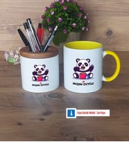 Sevimli Panda Kalemlik, Kupa Bardak T Kişiye Özel Hediye (Model 10)