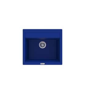 POLEX Cristalüx Granit Eviye P-08 Tezgah Altı Ve Tezgah Üstü Kare Mutfak Evyesi 55,5x50cm (Mavi)