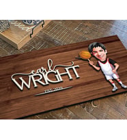 BK Gift Kişiye Özel Erkek Basketbol Oyuncusu Karikatürlü Kabartma Figürlü Ahşap Tablo, Duvar Dekoru, Arkadaşa Hediye, Özel Tasarım Ev Hediyesi-1 (Ceviz)