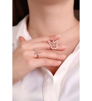 (ÖZEL KUTULU) 925 Ayar Zirkon Taşlı Kelebek Model Gümüş Set (Rose)