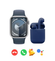 Xiaomi 10 Ultra Uyumlu Watch 9 Series T900 Pro Max Akıllı Saat + Inpods i12 Bluetooth Kulaklık (Lacivert)