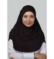 Hazır Türban Büzgülü Pileli Pratik Eşarp Tesettür Hijab - Namaz Örtüsü (Koyu Kahverengi )