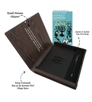 Kişiye Özel Kitap Ajanda Kalem Seti (Kitap Formunda Ahşap Kutulu) (Mavi)
