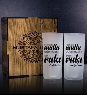 eJOYA Kişiye Özel Kutusunda 2'li Rakı Bardağı Hediye Seti 107223 (Mavi)