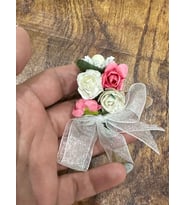 9X7 CM ÇİÇEKLİ TASARIM İĞNELİ BROŞ YAKA İĞNESİ GİYİM AKSESUARI (Pembe)