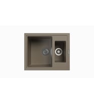 POLEX Cristalüx Granit Eviye P-04 1,5 Gözlü Tezgah Altı Ve Tezgah Üstü Kare Mutfak Evyesi 59,5x49cm (TOPRAK-KAHVE)