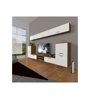 Decoraktiv Eko 9 Mdf Dvd Krom Ayaklı Tv Ünitesi Tv Sehpası (Beyaz - Kahverengi)