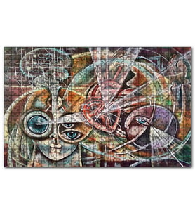 Cakapuzzle Kalp ve Yüzler Soyut Kompozisyon Puzzle Yapboz MDF (Ahşap) (500 Parça)