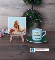 En İyi Diyetisyen Fotoğraflı Dekoratif Taş, Ahşap Altlıklı Türk Kahvesi Fincanı Hediye (Model 9)