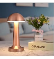 Taşınabilir LED Mantar Masa Lambası 3 Seviyeleri Parlaklık Metal Dokunmatik Kontrol Şarj Edilebilir (Rose)