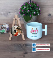 Öğretmenler Günü Hediyesi Kupa Bardak Beyaz ve Fotoğraflı Ahşap Anahtarlık Hediye (Model 12)