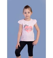 Toontoy Kız Bestie Baskılı Pul İşlemeli Taytlı Takım (Pudra)