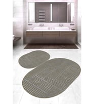 Dijital Baskılı Kaymaz Taban Yıkanabilir Oval 2'li Klozet Takımı Banyo Paspası NOKZ-SD-1039 (Çok Renkli)