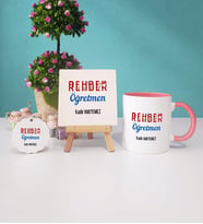 Rehber Öğretmeni Kupa Bardak Lacivert Dekoratif Taş Baskı Anahtarlık (Model 3)
