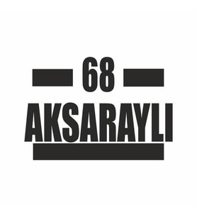 68 Aksaraylı Araba Sticker siyah 16x9 CM (Siyah)