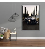 Metal Çerçeveli Temperli Cam Tablo Üstü Açık Klasik Ferrari 250 (Gümüş)