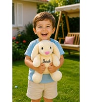 Kişiye Özel İsim Baskılı Uyku Arkadaşım Tavşan 45 cm Peluş Tavşan (KREM)