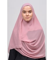 Hazır Pratik Taşlı Malezya Tesettür Şifon Şal (Pembe)