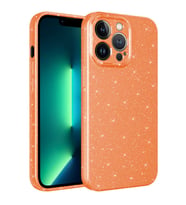 Apple iPhone 12 Pro Max Kılıf Kamera Korumalı Simli Lüks Işıltılı Silikon (Turuncu)