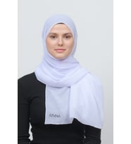 Kadın Pratik Kırışık Krinkıl Mira Tesettür Şal (Beyaz)