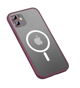 Apple iPhone 12 Kılıf Zore Mokka Lens Koruyuculu Wireless Kılıf (Koyu Mor)