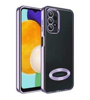 Galaxy A13 4G Kılıf Kamera Korumalı Logo Gösteren Omega Kapak (Gümüş)