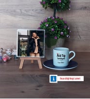 Acil Tıp Teknisyeni Fotoğraflı Dekoratif Taş, Ahşap Altlıklı Türk Kahvesi Fincanı Hediye (Model 4)