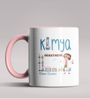 Kişiye Özel Kimya Öğretmeni Tasarım Siyah Renk Kupa Bardak 5 (Pembe)