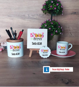 Biyoloji Öğretmeni Hediye Seti Dekoratif Taş, Kalemlik, Ahşap Altlıklı Türk Kahvesi Fincanı, Ahşap Anahtarlık Hediye (Model 6)