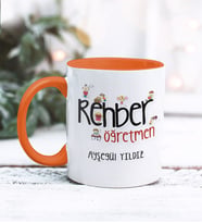 Rehber Öğretmeni Tasarımlı Kişiye Özel Kupa Bardak (Turuncu)