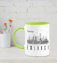 Kişiye Özel Emlakçı Tasarımlı Siyah Kupa (Yeşil-Beyaz)