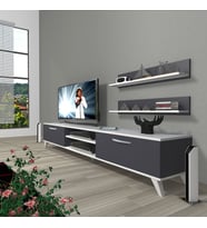 Decoraktiv Eko 4 Mdf Dvd Retro Tv Ünitesi Tv Sehpası (Beyaz - Antrasit)