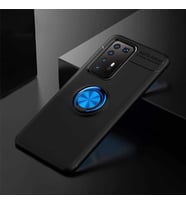 Huawei P40 Pro Kılıf Yüzüklü Magnetli Ravel Case (Siyah-Mavi)