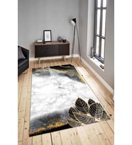 Dijital Baskılı Yıkanabilir Kaymaz Modern Renkli Salon Halısı Mutfak Halısı Yolluk ND-HY-976 (Gold)