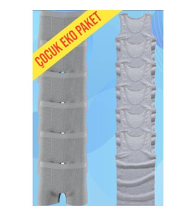 Mood Agenda Erkek Çocuk İkili Set Pamuklu Penye 6 Atlet 6 Boxer (Gri-Gri)