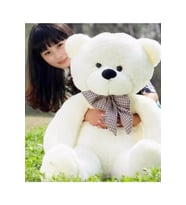 90 cm Papyonlu Peluş Ayıcık Hediyelik (Beyaz)