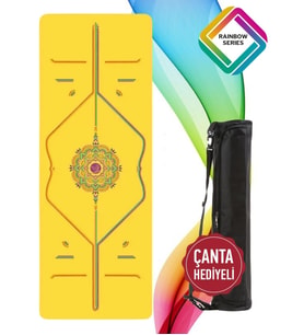 XTR Fitness Kaydırmaz Yoga Matı Kauçuk Yüzey Rainbow Series Premium Quality (Sarı)