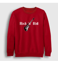 Presmono Unisex Bordo Guitar Rock And Roll Sweatshirt 314832tt (Kırmızı)