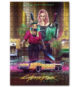 Cakapuzzle Cyberpunk 2077 Tarzı Vide Afiş Görseli Puzzle Yapboz MDF (Ahşap) (500 Parça)
