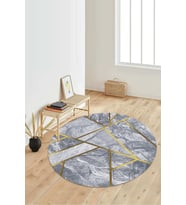 Dijital Baskılı Kaymaz Taban Yıkanabilir Yuvarlak Salon Halısı Koridor Halısı Paspas NDY-HT-1260 (Gold)