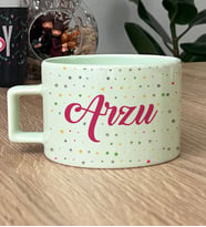 Kişiye Özel İsim Baskılı Hediye Pastel Fincan Doğum Günü Hediyesi (Yeşil)