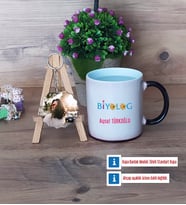 Biyolog Kupa Bardak Beyaz ve Fotoğraflı Ahşap Anahtarlık HediyeBiyologa Hediye (Model 9)