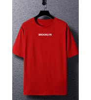 Unisex Brooklyn Baskılı T-shirt (Kırmızı)