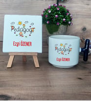 Pedagog Hediye Seti Kupa Bardak T Kulplu ve Dekoratif Taş Pedagoga Hediye Tıp Bayramı Hediyesi (Model 2)
